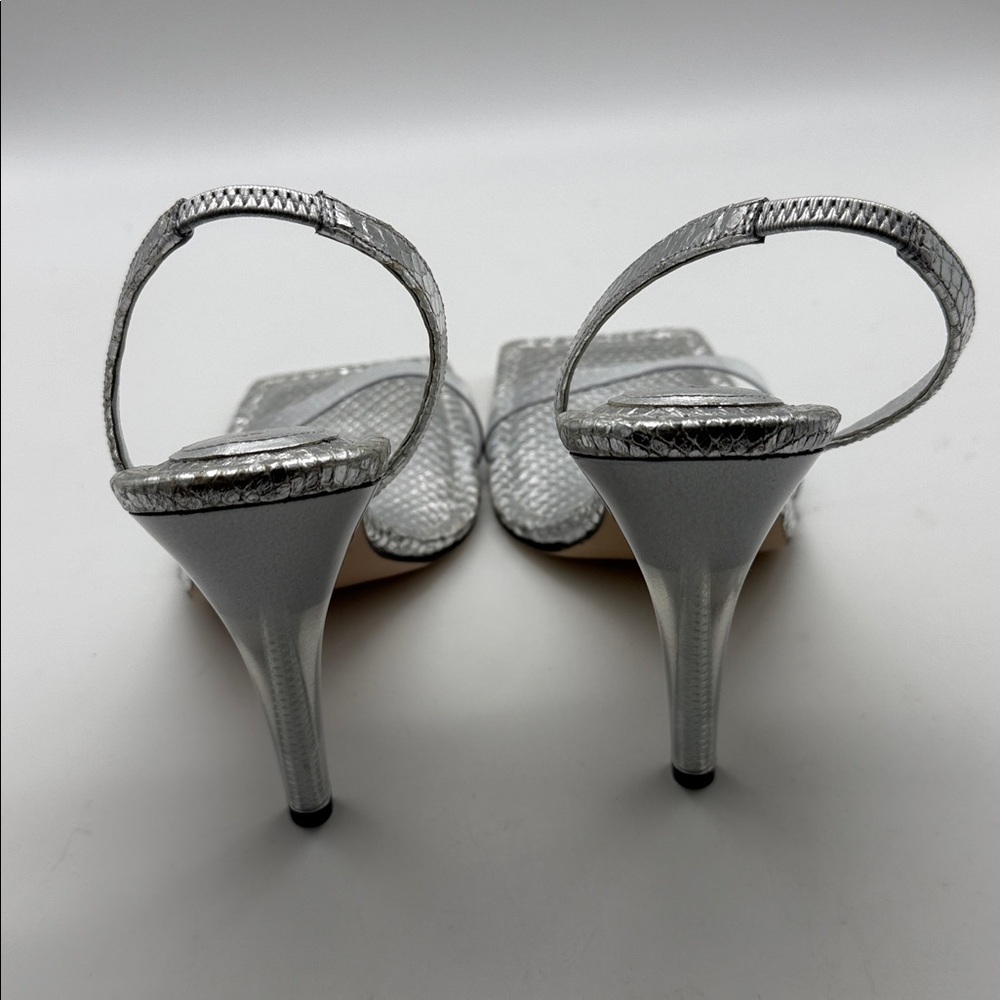 Good American Metallic Silver Slingback Heels - Picture 5 of 7
